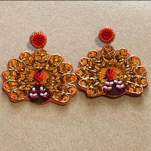 Jewelry - 🎉🦃Jillian Multicolor Beaded Thanksgiving Turkey Earrings